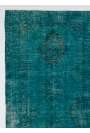 Turquoise Runner Rug, 4'9" x 12' (146 x 369 cm) Turquoise Blue Color Vintage Overdyed Handmade Turkish Runner Rug, Blue Overdyed Runner Rug