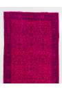 5' x 13' (150 x 396 cm) Pink and Lavender Color Vintage Overdyed Handmade Turkish Runner Rug, Pink Overdyed Runner Rug