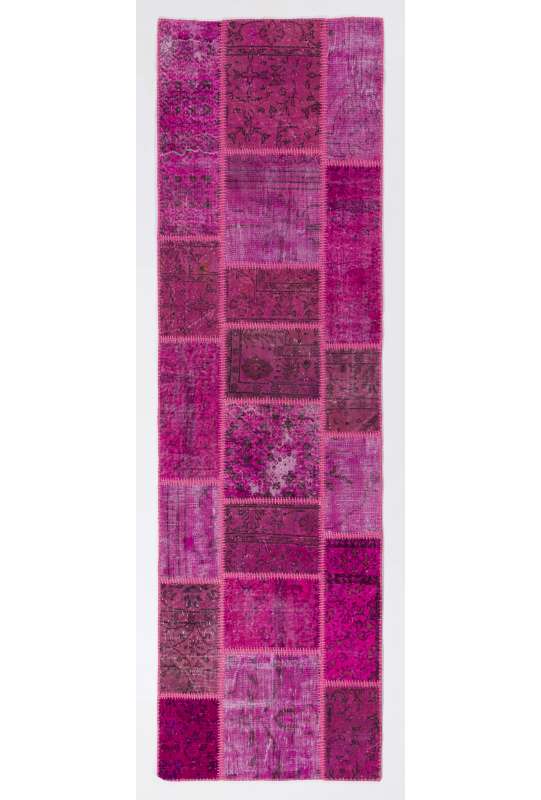3' x 10' Pink Patchwork Runner Rug